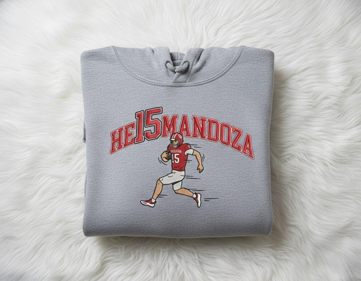 Mandoza 15 Indiana Football Embroidered 2026 National Champs Sweatshirt, Trendy New Game Day TShirt, Unisex Clothing For Man, Woman Hoodie