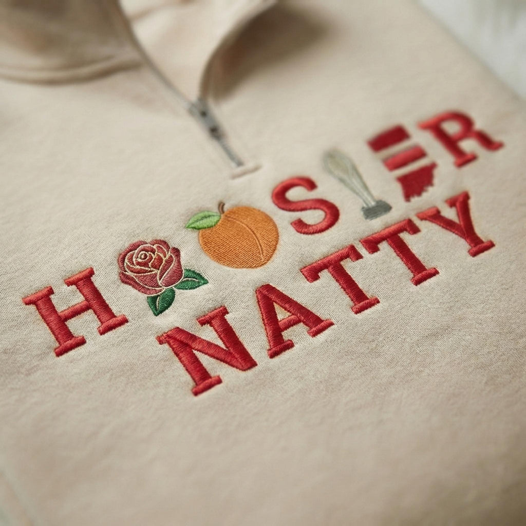 Embroidered Indiana Champions 2026 Quarter Zip Sweatshirt – Hoosiers Trophy Sweater, Unisex Indiana Fan Apparel, Game Day Embroidery