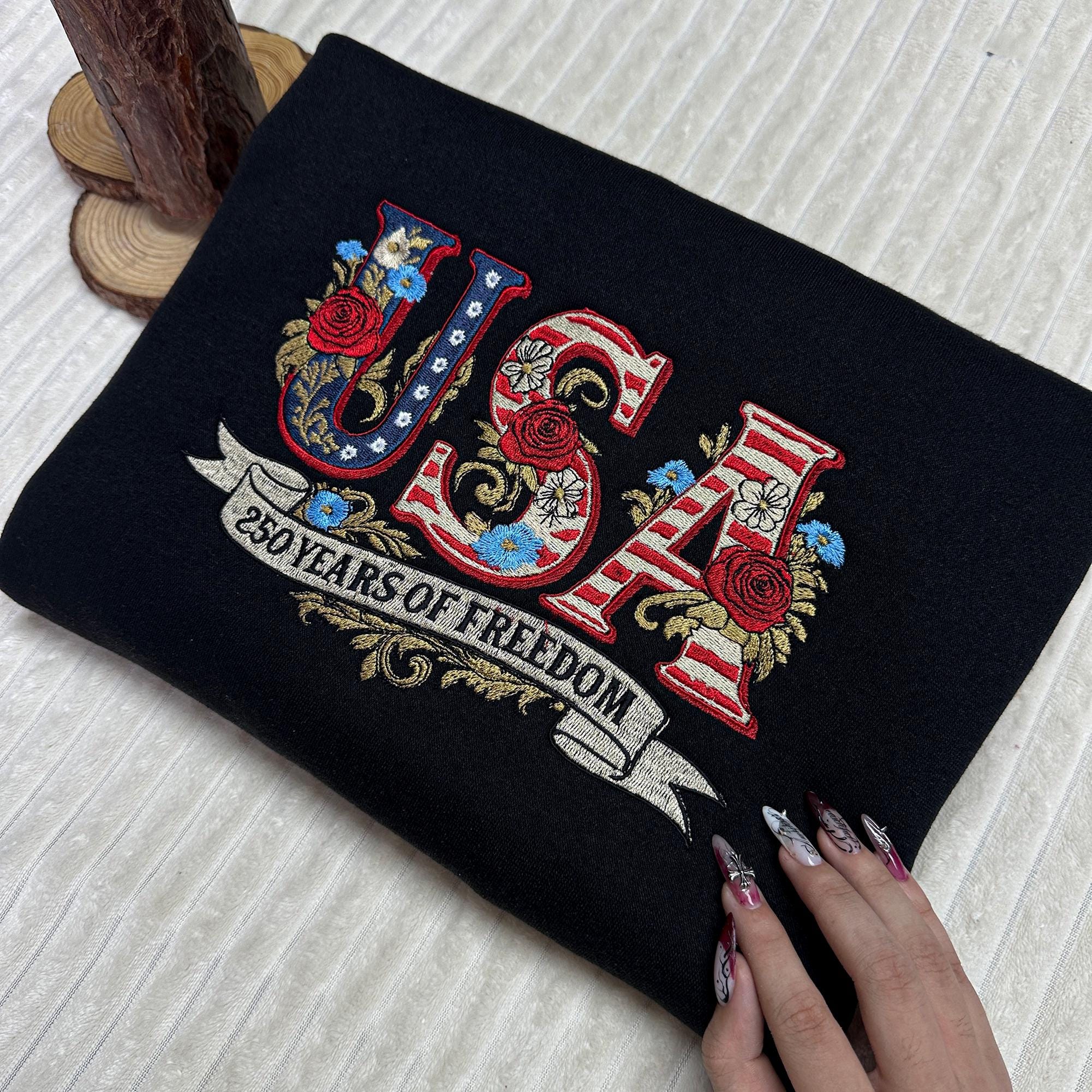 USA Embroidered Shirt, America 250th Anniversary 1776–2026