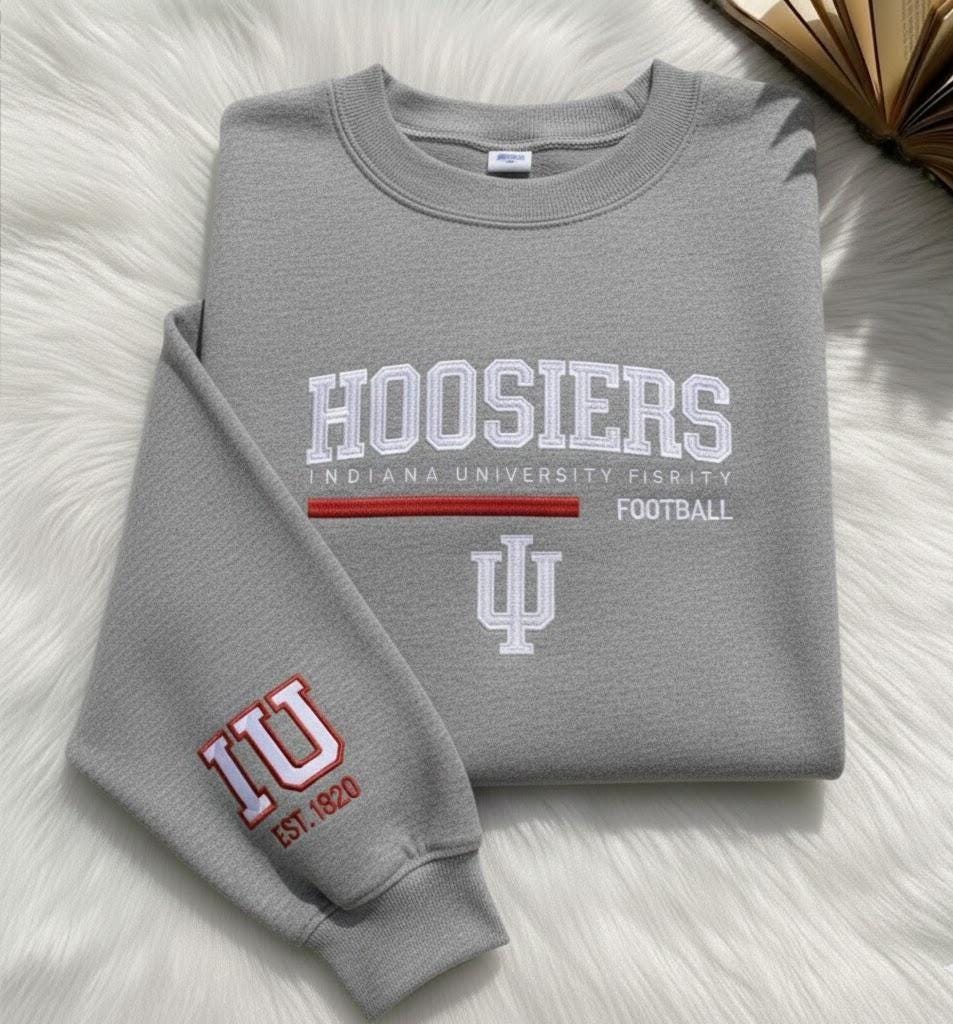 Embroidered Indiana Hoosiers Shirt, IU Hoosiers Sweatshirt, Indiana State Pride Apparel, College Football Gameday Shirt, Gift for Hoosiers Fan