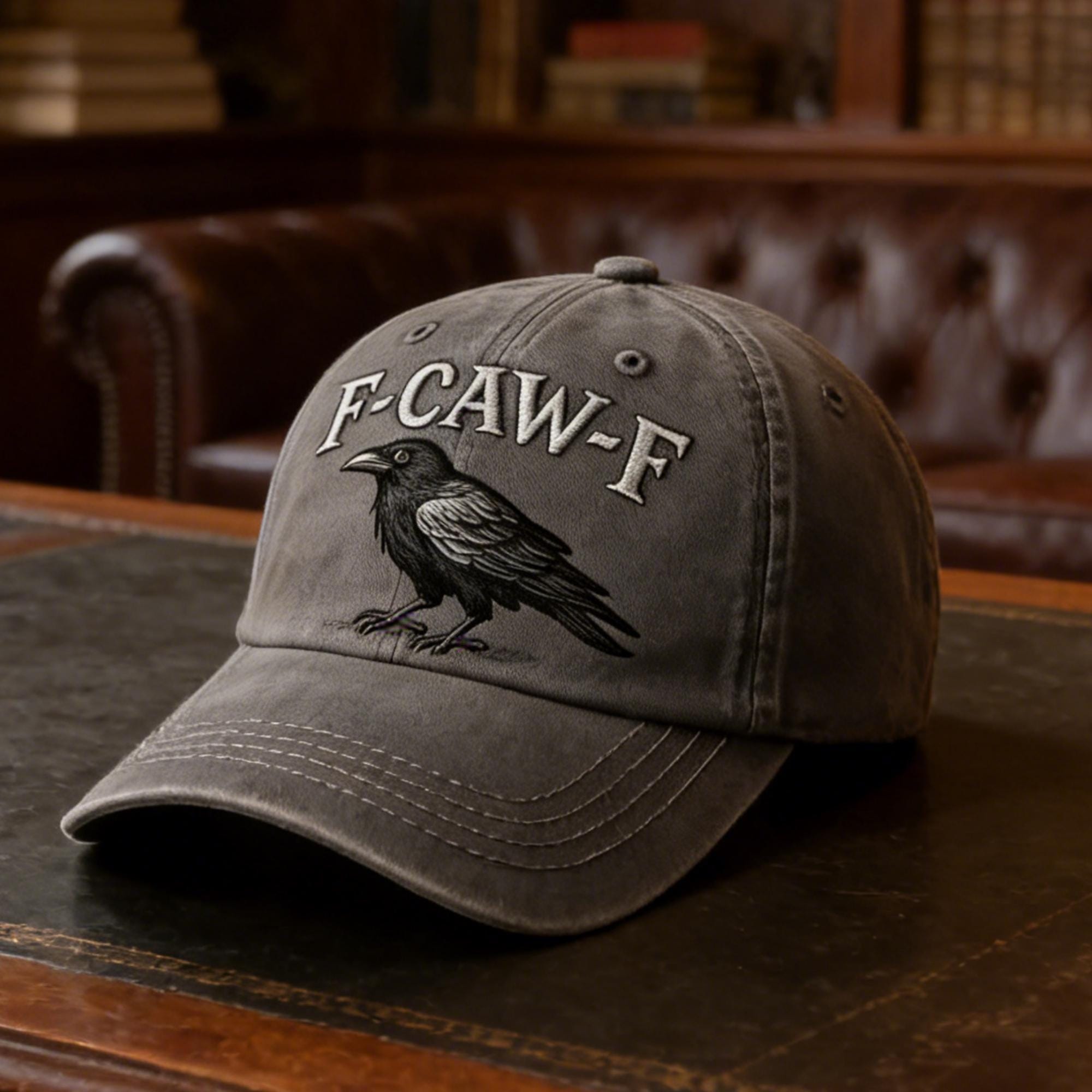 Hand-Embroidered F-Caw-F Crow Hat Men Women Adjustable Baseball Cap