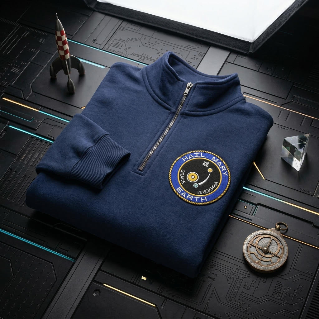 Embroidered Project Hail Mary Zip Sweatshirt, Sci-Fi Earth Embroidery Sweater, Funny Space Quote Amaze Amaze Amaze Shirt, Book Lovers Gift