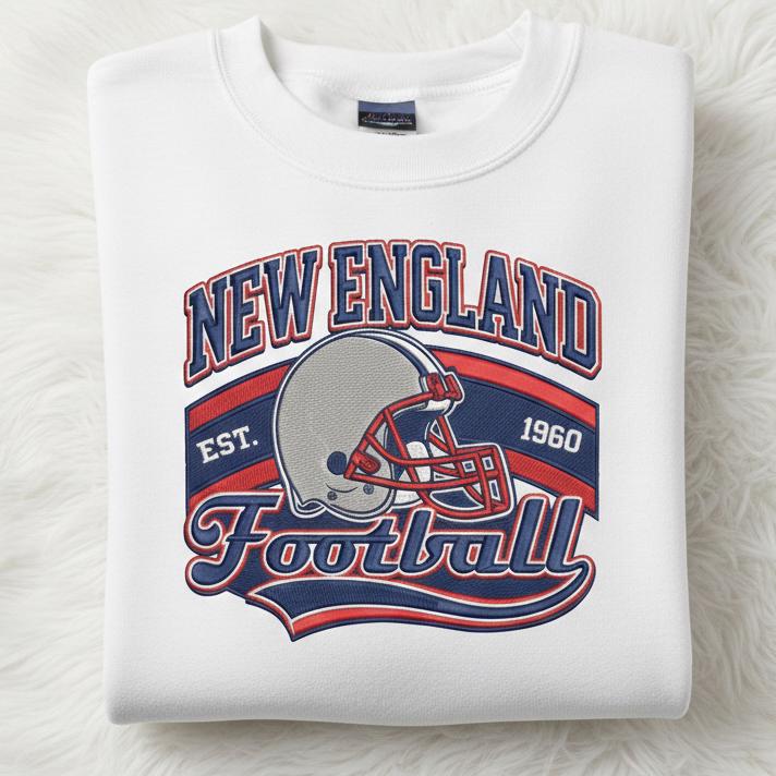 Embroidered New England Football Sweatshirt – Game Day Patriots Shirt | Unisex Hoodie for Men & Women | Football Fan Gift