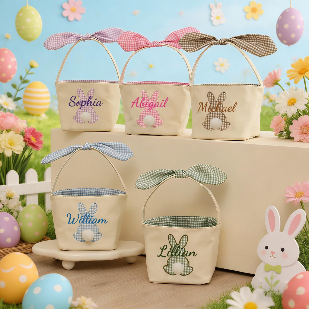 Personalized Kids Easter Basket, Toddler Easter Gift, Easter Egg Hunt Basket, Baby Shower Gift, Embroidered Name