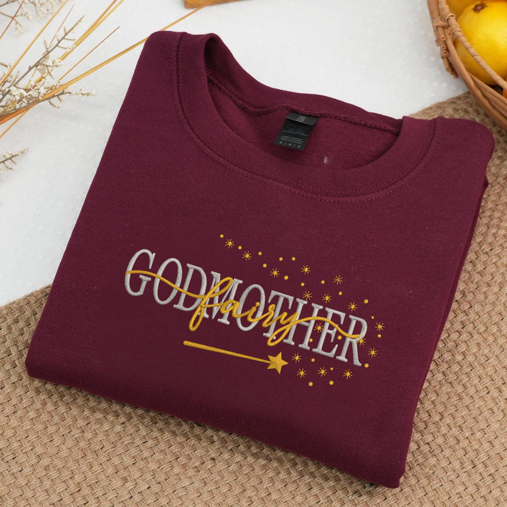 Embroidered Godmother Sweatshirt With Kid Names, Godmother Proposal Gift