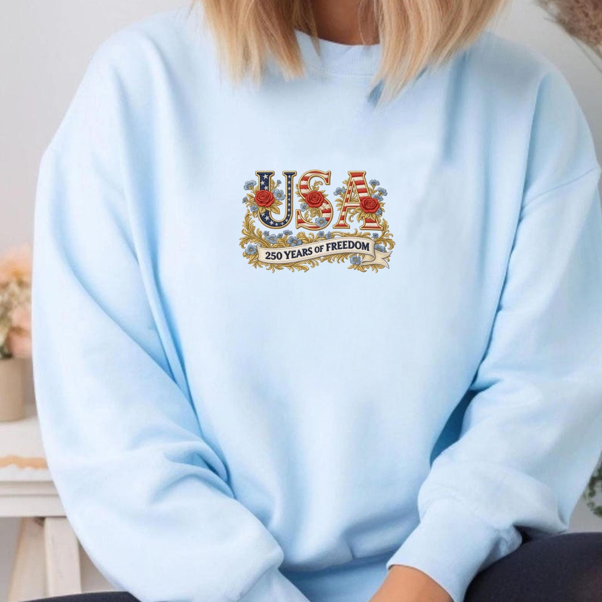 USA 250 Years of Freedom Embroidery Design, Patriotic American Flag Machine Embroidery File, 1776–2026 Semiquincentennial, 4th of July Independence Day