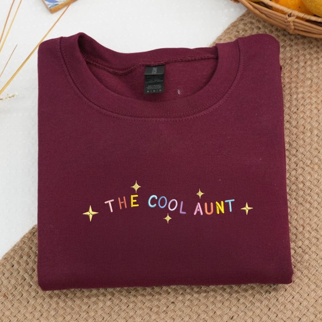 Embroidered The Cool Aunt T-Shirt, Favorite Aunt Shirt, Best Aunt Gift from Niece or Nephew, New Aunt Tee, Funny Aunt Shirt, Future Aunt Gift