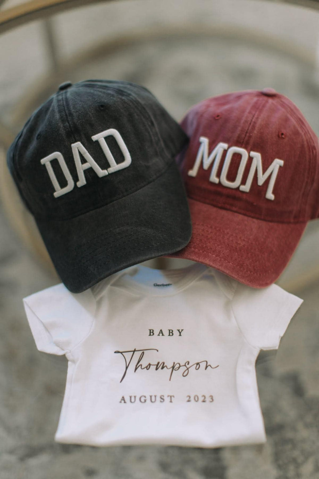 Custom Embroidered Hat with Name or Title – Personalized Dad Mom Baseball Cap for Baby Announcement or New Parent Gift Idea