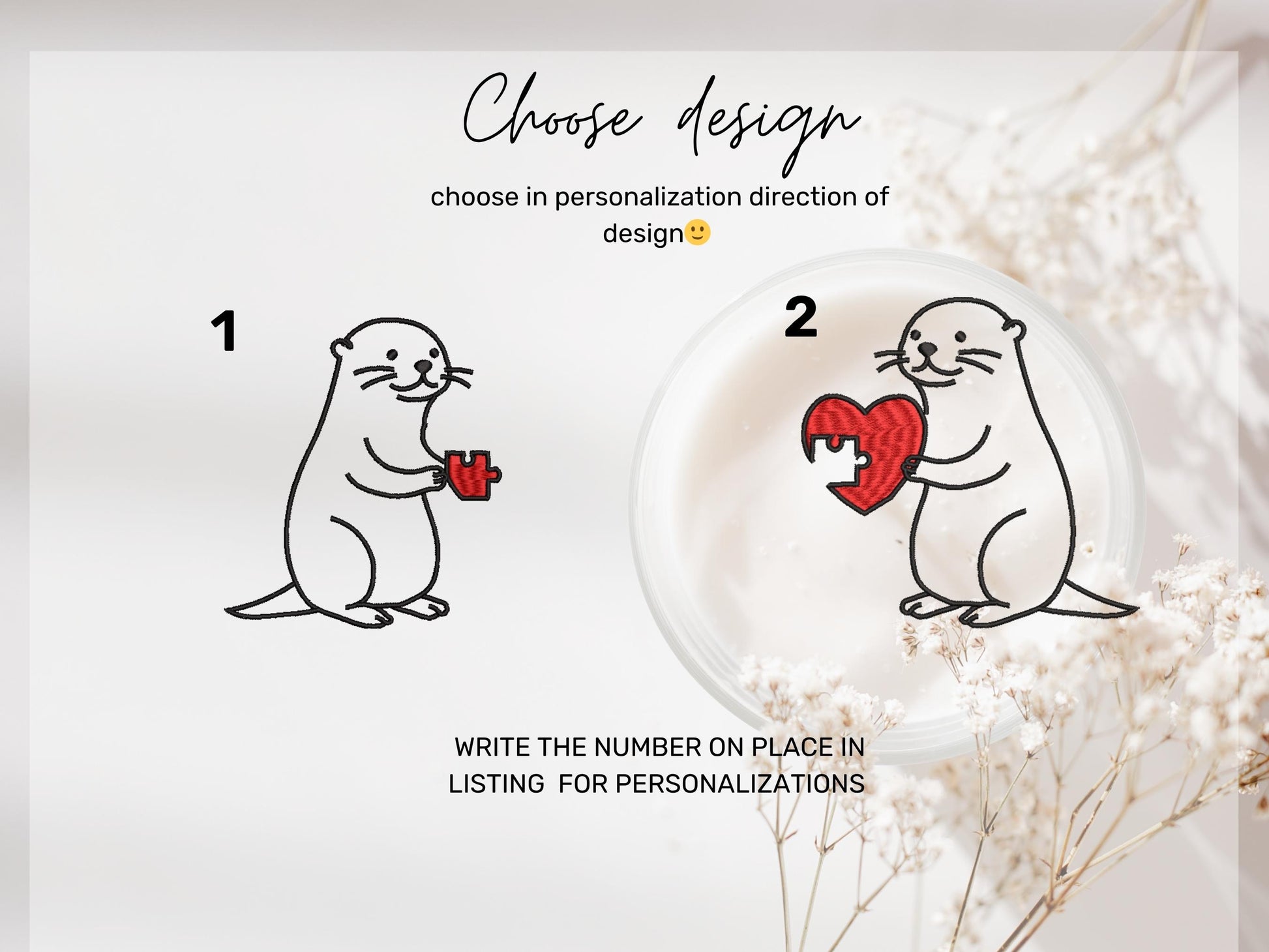 Embroidered Otter Sweatshirt for Valentine’s Day, Funny Couple Crewneck with Custom Sleeve Embroidery, Cute Couple Shirt, Anniversary Gift