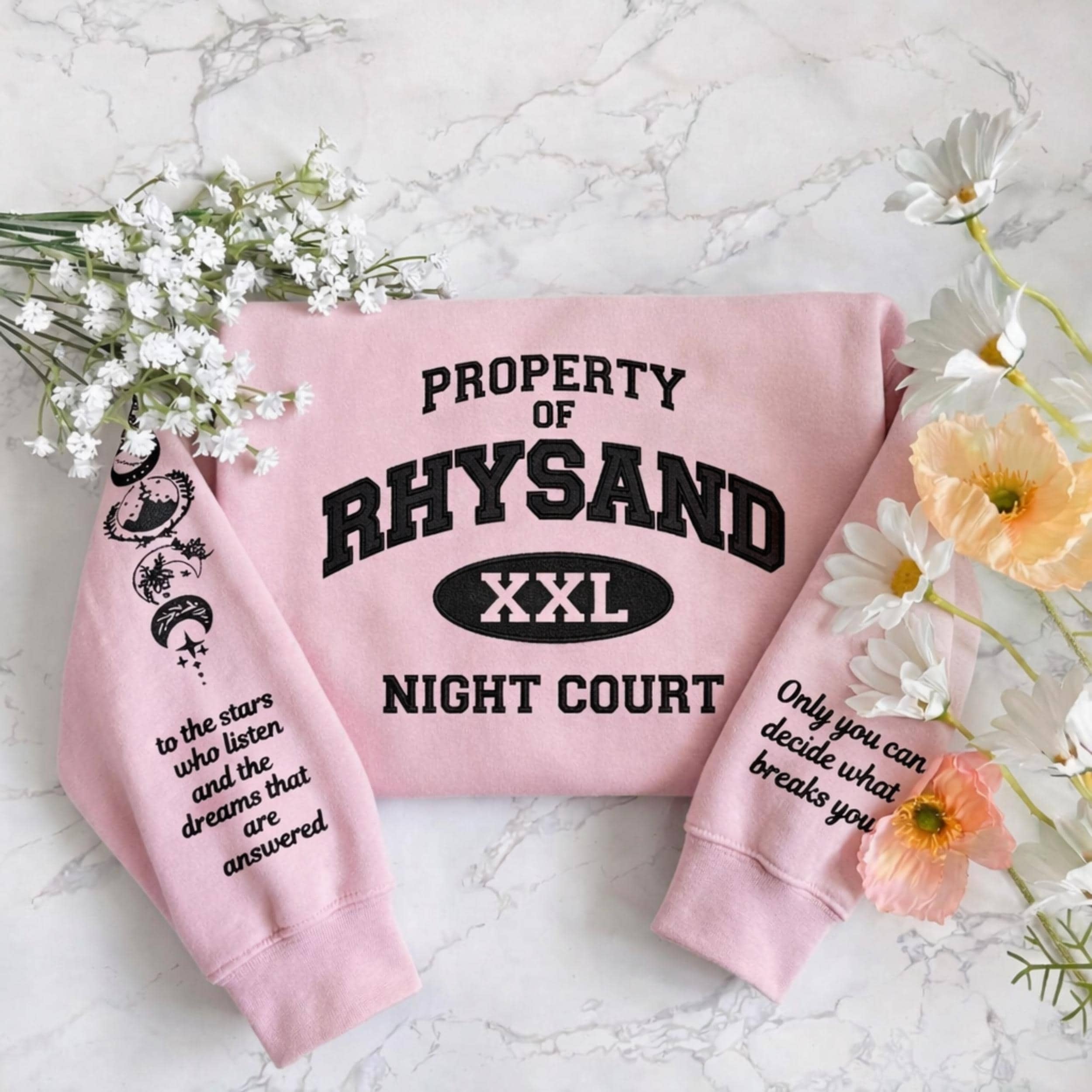 Property Of Rhysand Embroidered Shirt, Night Court Sweatshirt, Acotar BookTok Sweater, Fantasy Romance Reader Gift, Bookish Crewneck