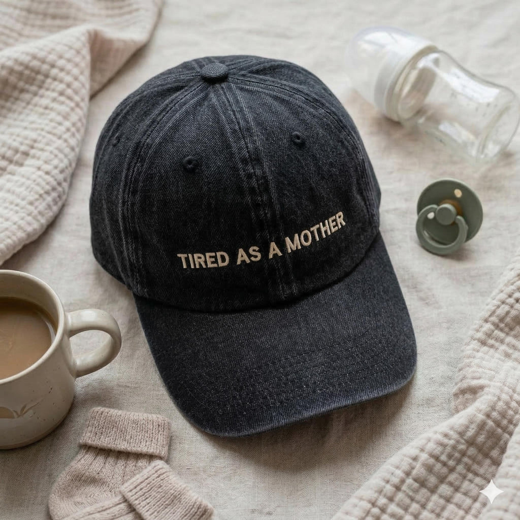 Tired As A Mother Embroidered Hat, Funny Mom Baseball Cap, New Mom Gift, Sarcastic Motherhood Hat, Cute Pink Dad Cap, Mothers Day Present