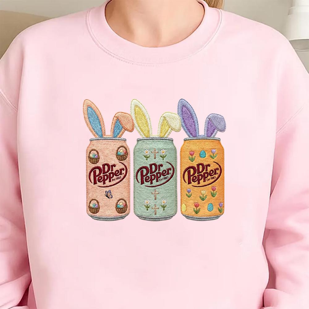 Easter Dr Pepper Shirt, Easter Bunny Embroidered Sweatshirt, Bunny Easter Soda Hoodie, Cute Gift For Easter Day