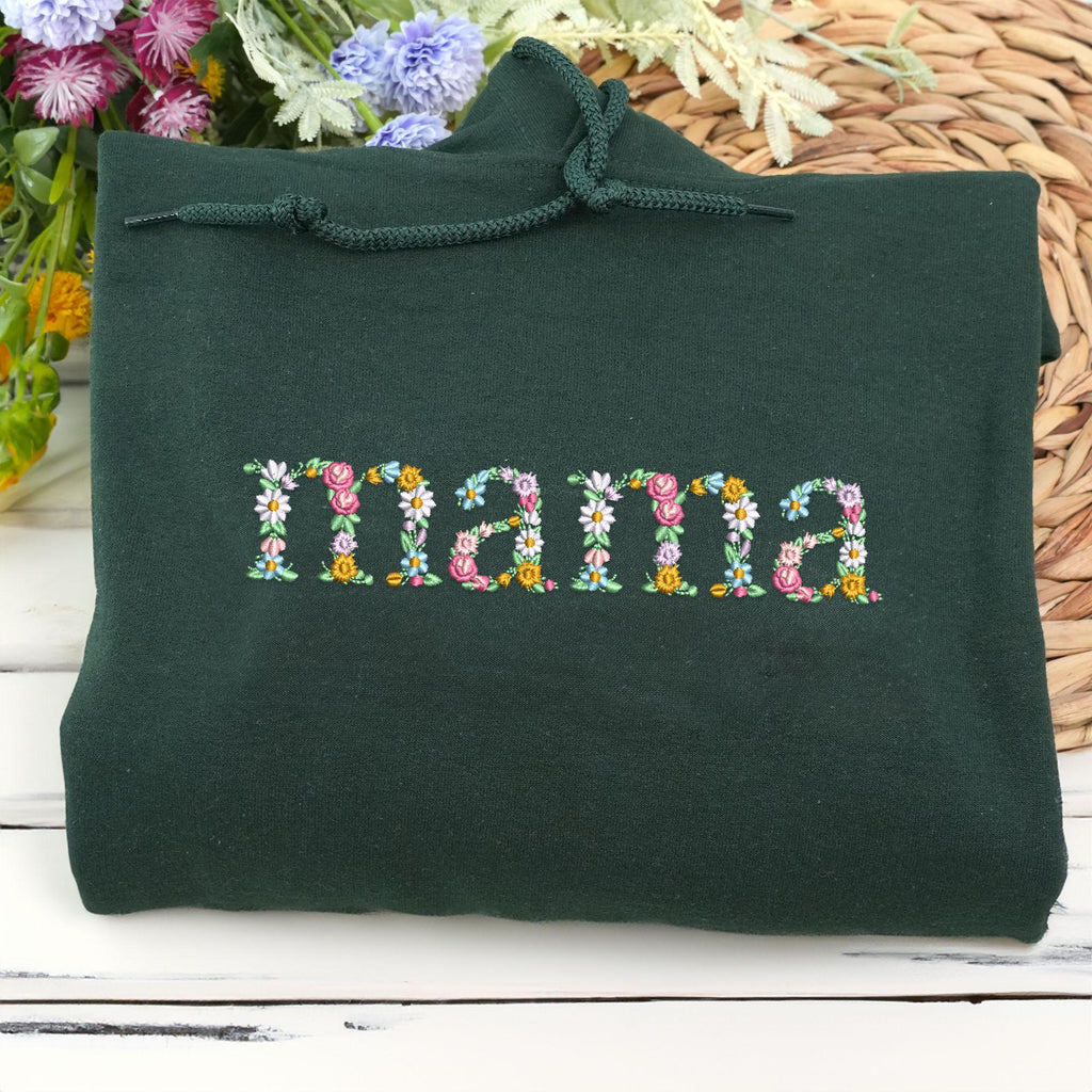 Custom Embroidered Floral Letter Sweatshirt, Custom Text Sweatshirt with Flowers, Personalized Valentine Gift, Custom Embroidered Crewneck