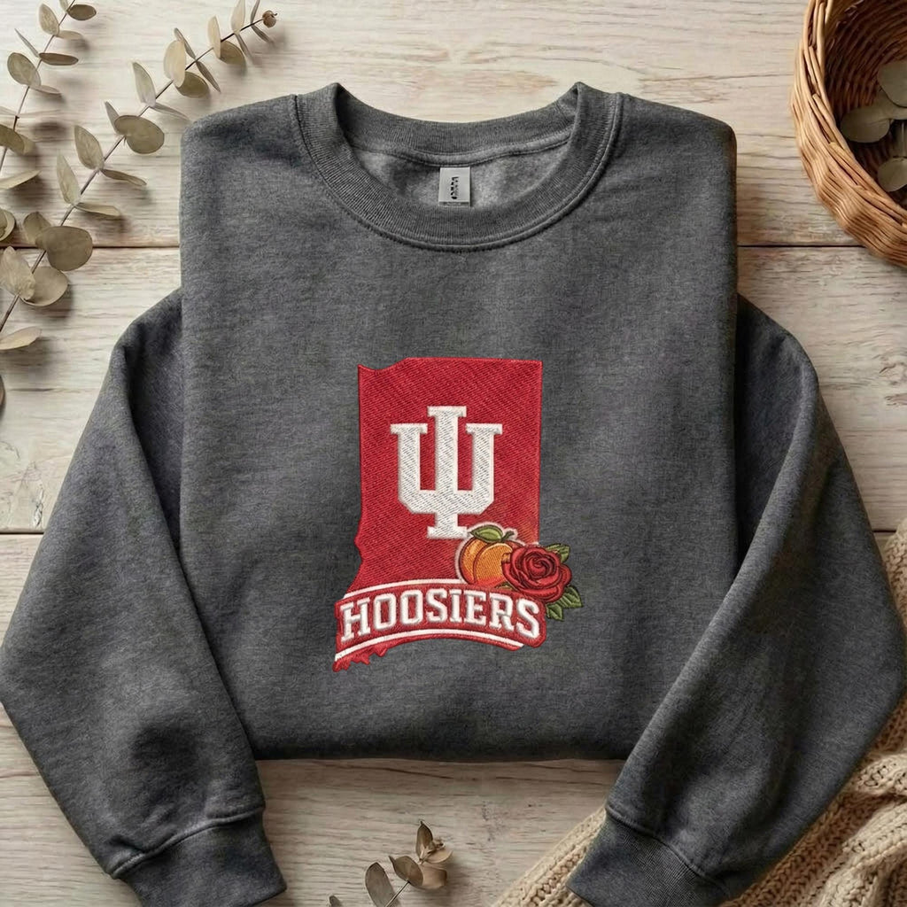 Embroidered Indiana Football Shirt, Indiana State Pride Sweatshirt, Retro Game Day Apparel, Unisex Sports Fan Top