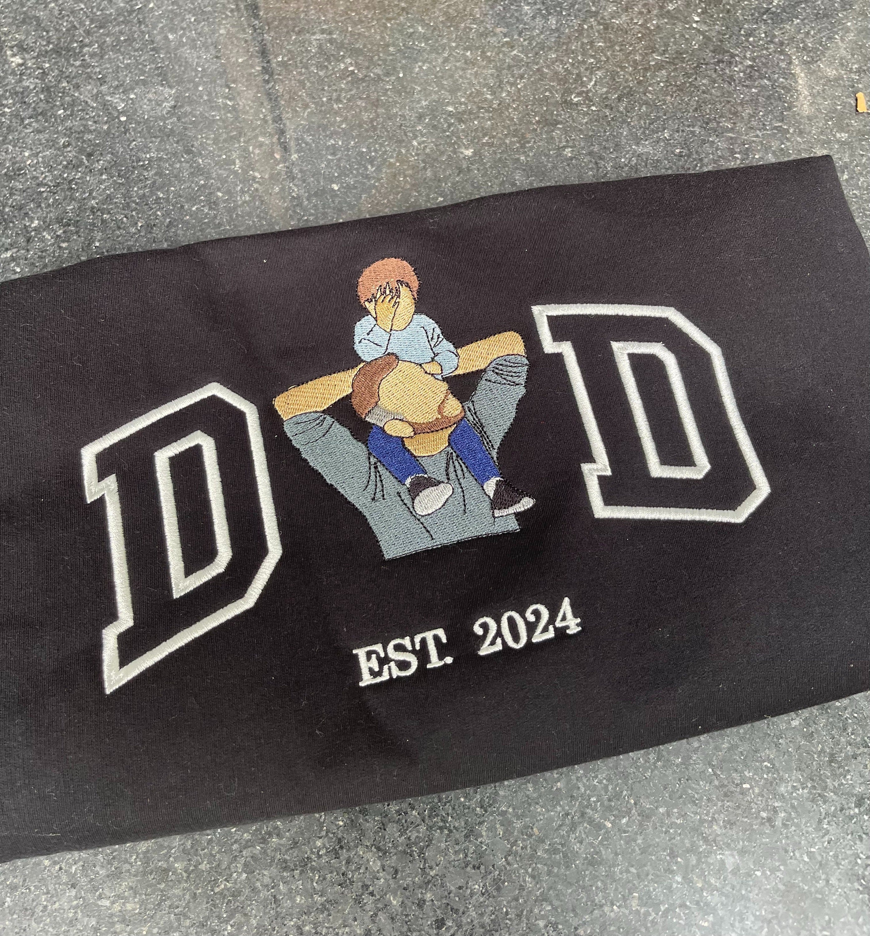 Embroidered Dad Shirt, Custom Embroidered Father T-Shirt, Custom Father Embroidered T-Shirt, Custom Embroidered Photo, Sweatshirt-Hoodie Shirt, Father's Day Gift