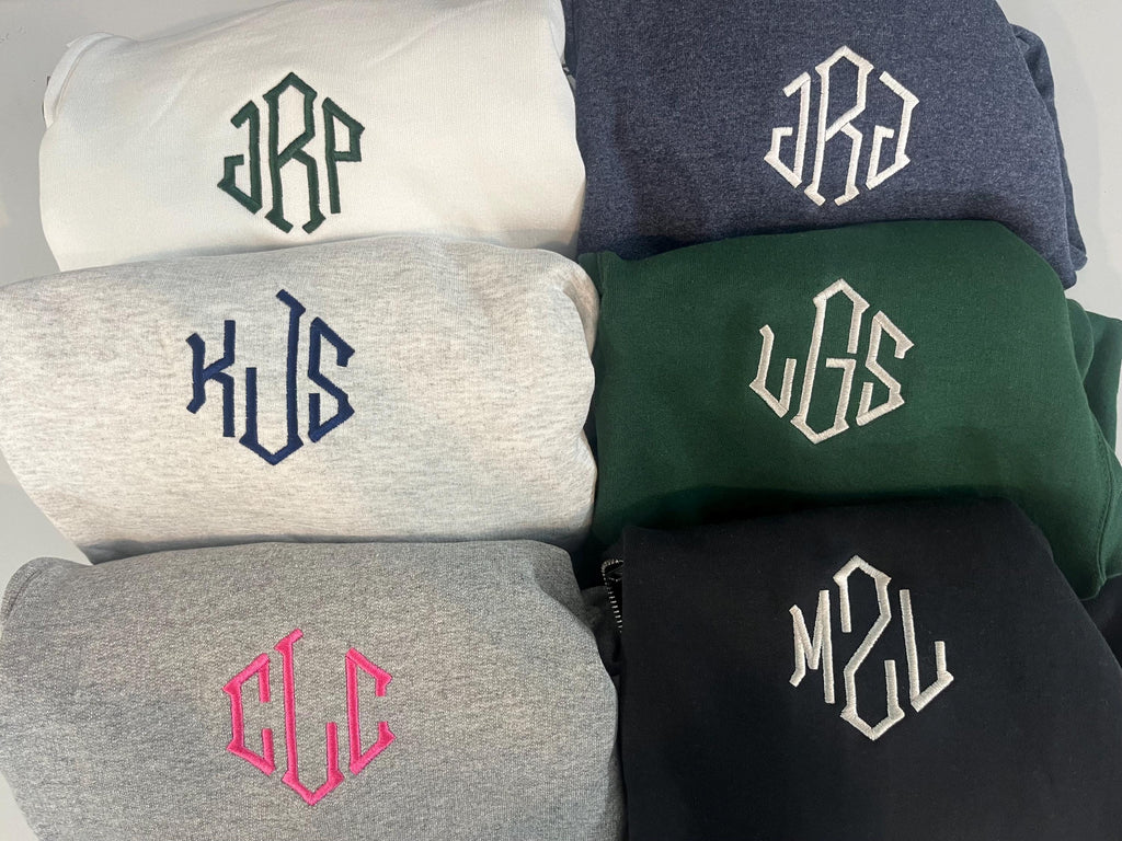 Monogram Quarter Zip Sweatshirt, Embroidered Quarter Zip, Monogrammed Gift, Personalized Monogram, Monogram Pullover, Christmas Gift