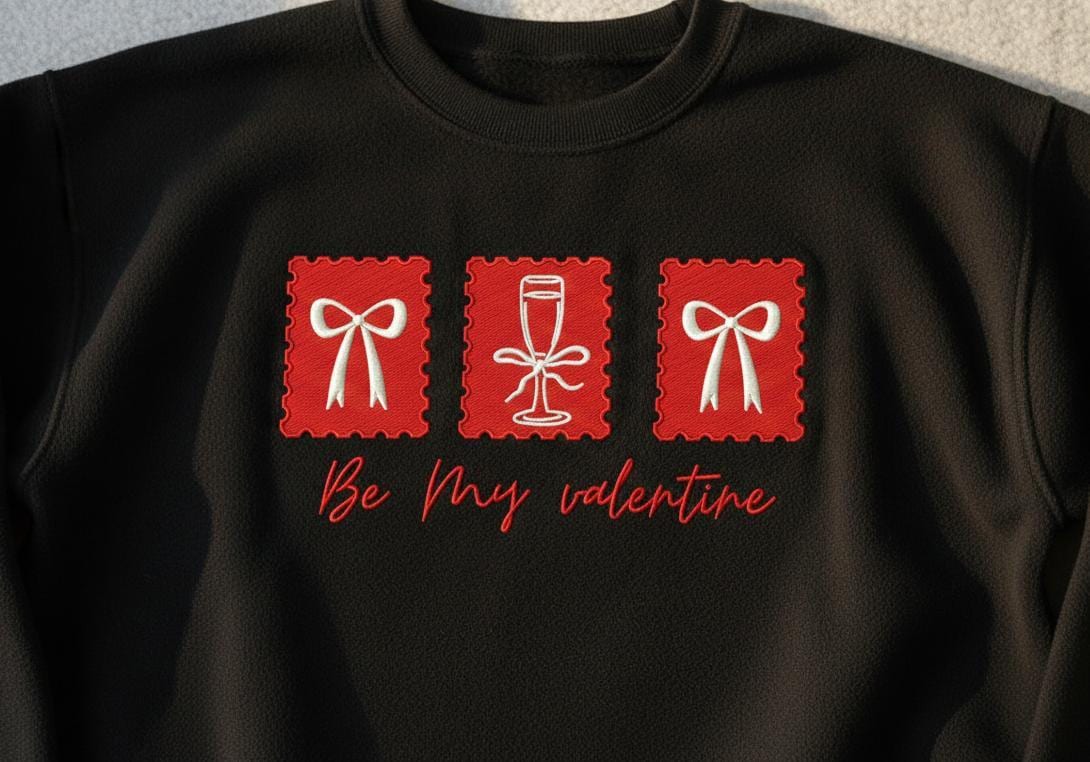 Be My Valentine Embroidery Sweatshirt, Hand Embroidered Valentine Crewneck, Cozy Romantic Gift