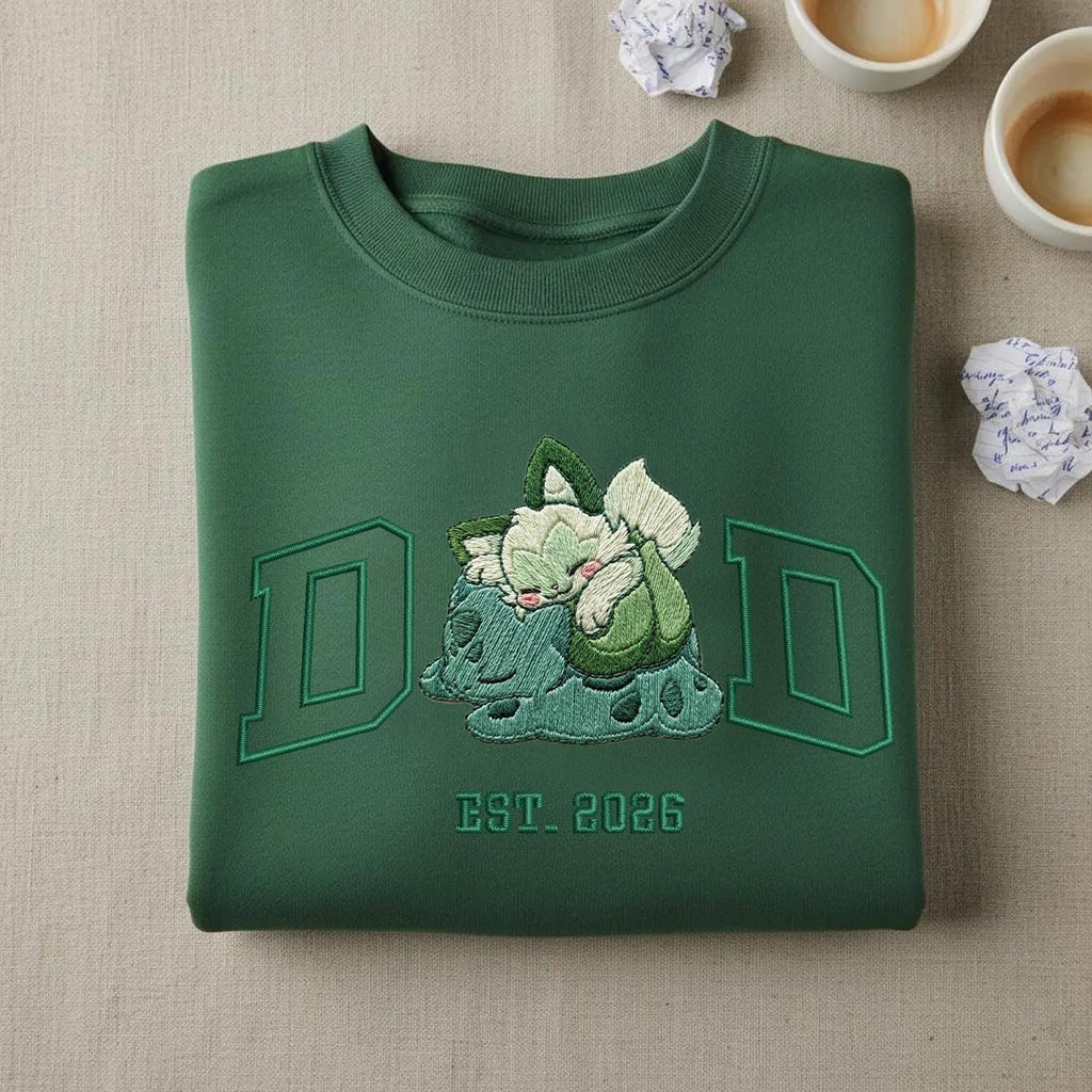 Embroidered Pokedad Character Hoodie, Cute Poke Dad Characters Sweatshirt, Embroidered Anime Shirt, Anime Lover Sweatshirt