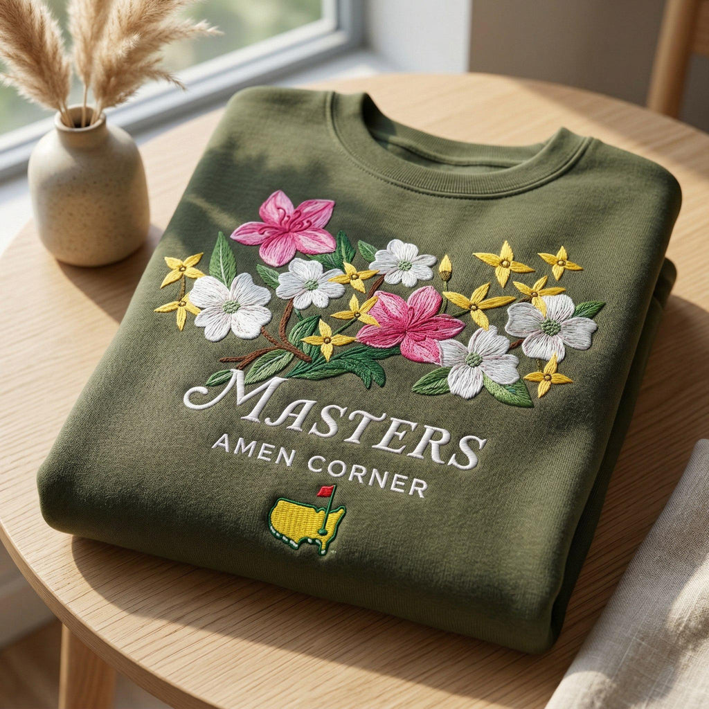 Embroidered Masters Amen Corner Floral Sweatshirt | Golf Tournament Apparel