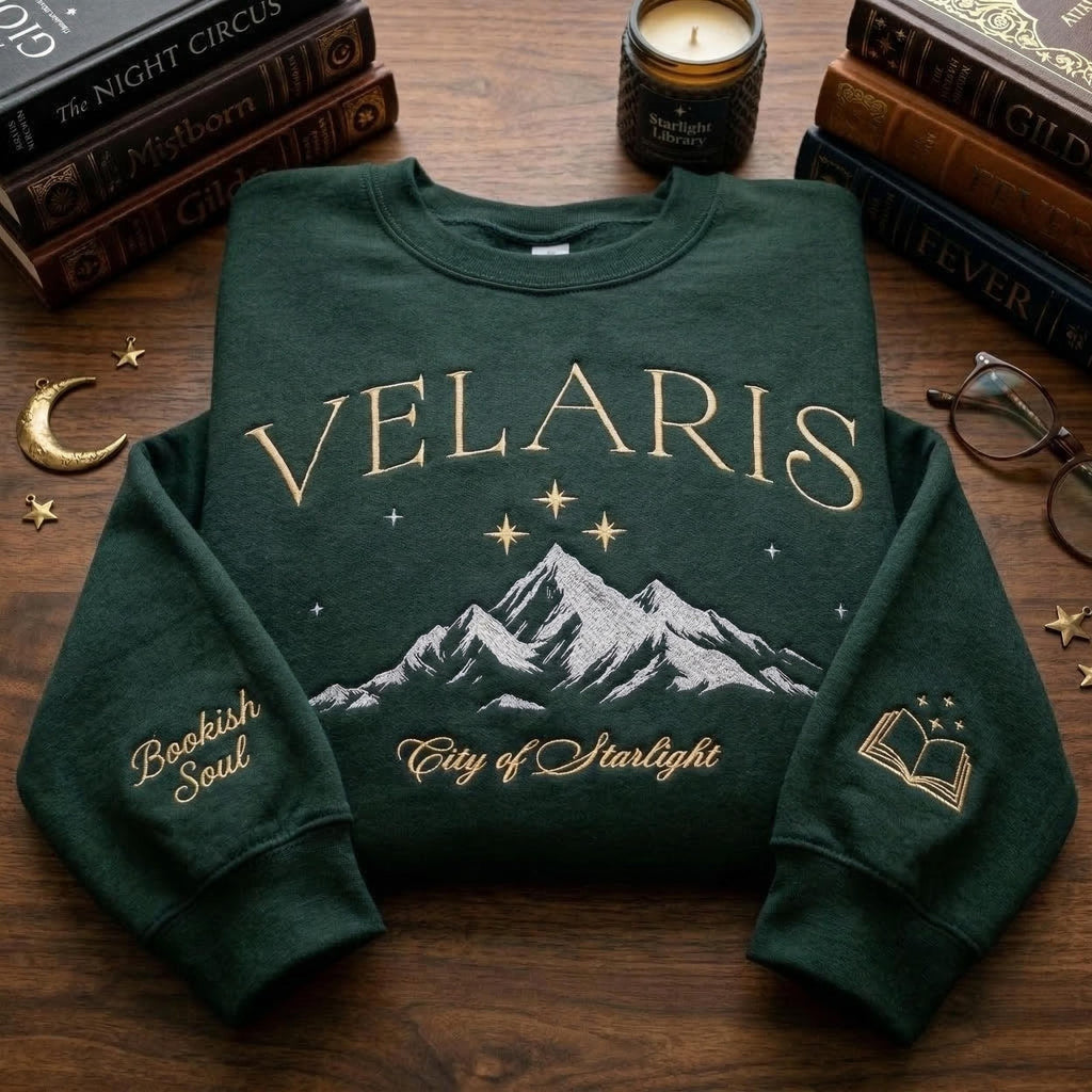 Velaris City Of Starlight Embroidered Shirt, ACOTAR Night Court Embroidery Sweatshirt, Bookish Gift For Readers, Fantasy Book Lover Apparel