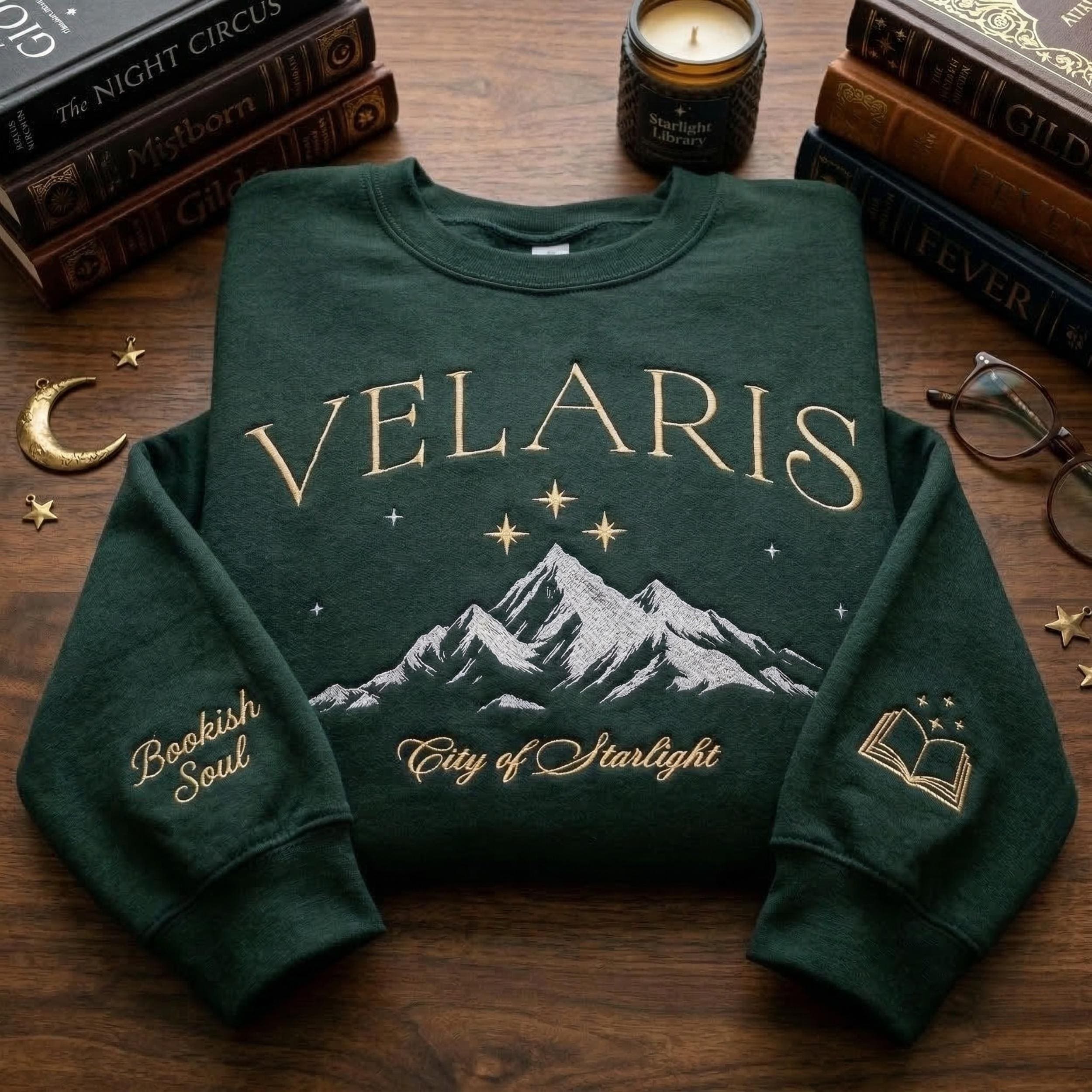 Velaris City Of Starlight Embroidered Shirt, ACOTAR Night Court Embroidery Sweatshirt, Bookish Gift For Readers, Fantasy Book Lover Apparel