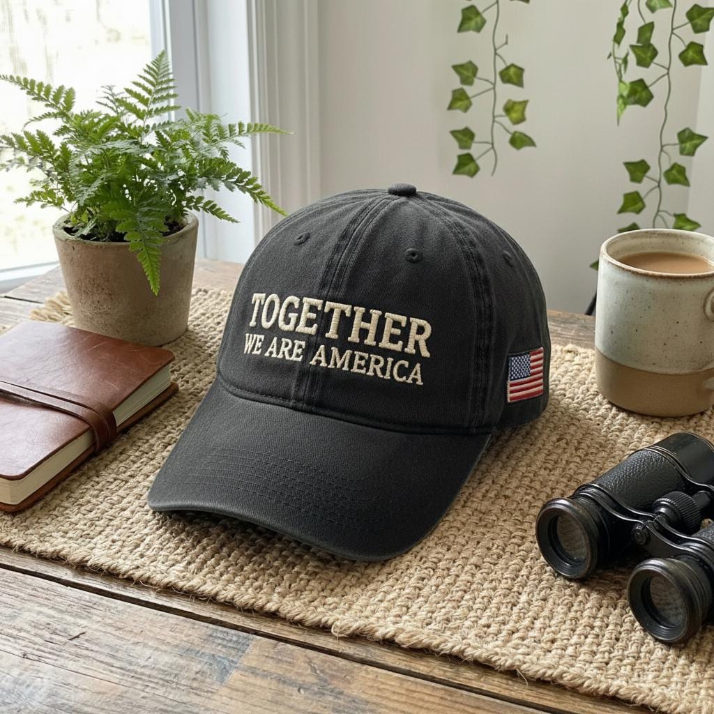 Together We Are America Embroidered Washed Hat, Unity Statement Baseball Hat, Diversity Pride Dad Hat, Inclusive Streetwear Headwear