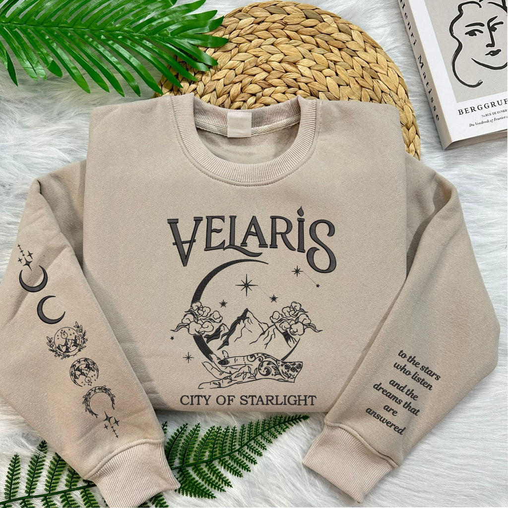 Velaris embroidered sweatshirt, ACOTA Velaris City Of Starlight Embroidered Shirt, The Night Court Shirt, SJM sweater, City of Starlight,