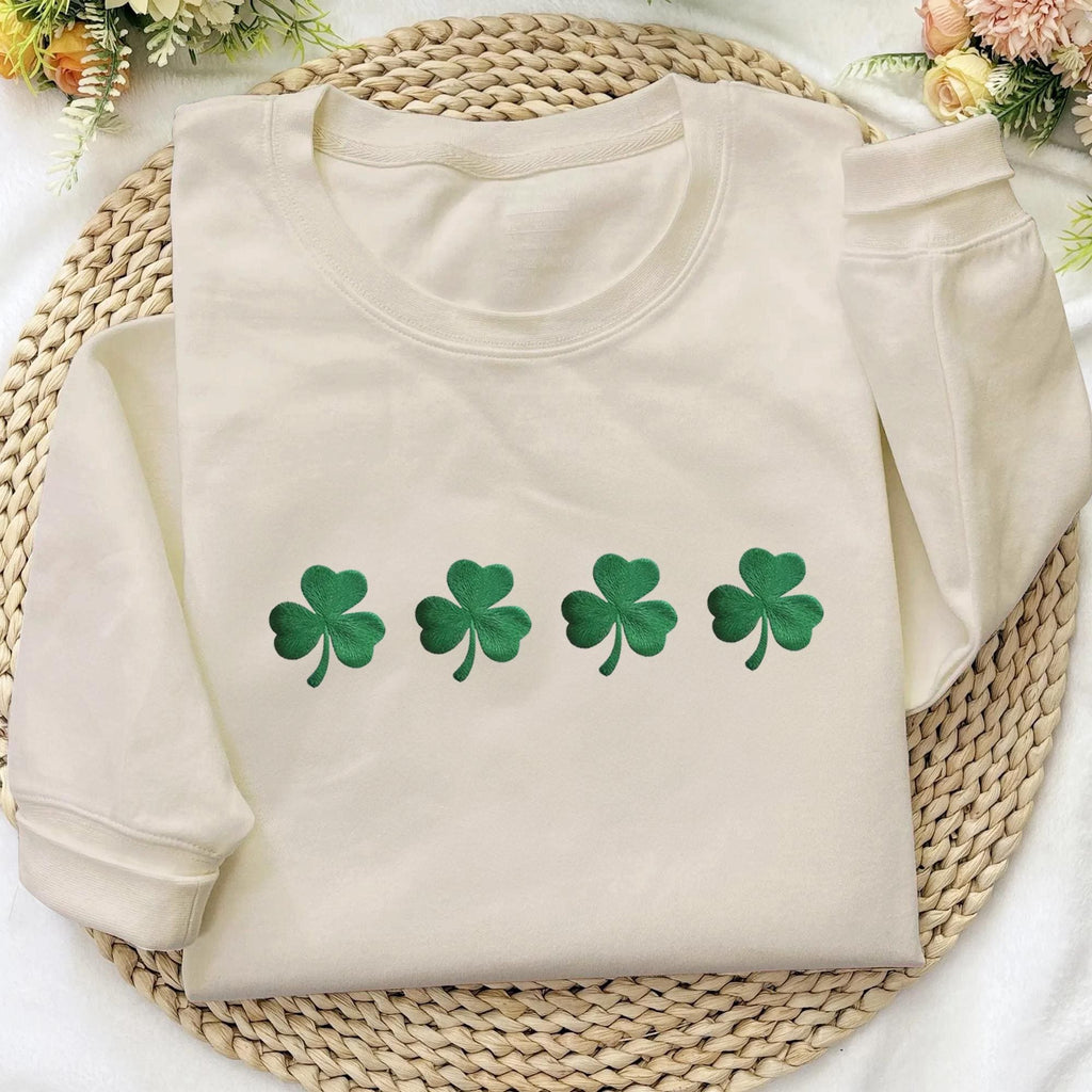 Embroidered Irish Shamrock St. Patrick’s Day Crewneck Sweatshirt – Irish Shamrock Sweatshirt, St. Patrick’s Day Hoodie