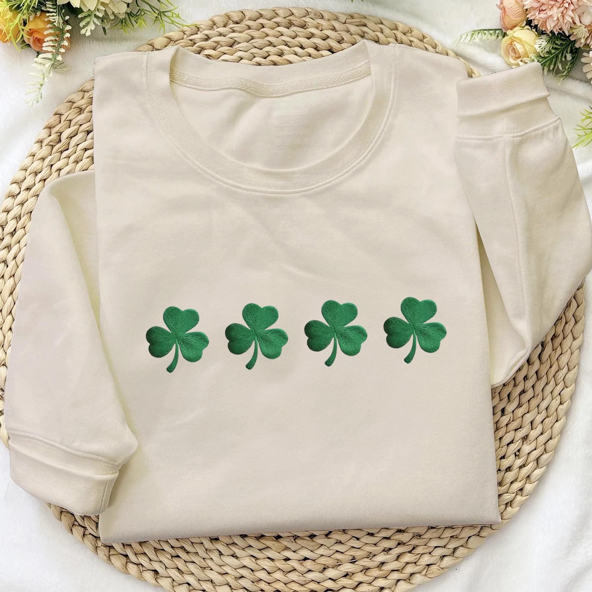 Embroidered Irish Shamrock St. Patrick’s Day Crewneck Sweatshirt – Irish Shamrock Sweatshirt, St. Patrick’s Day Hoodie