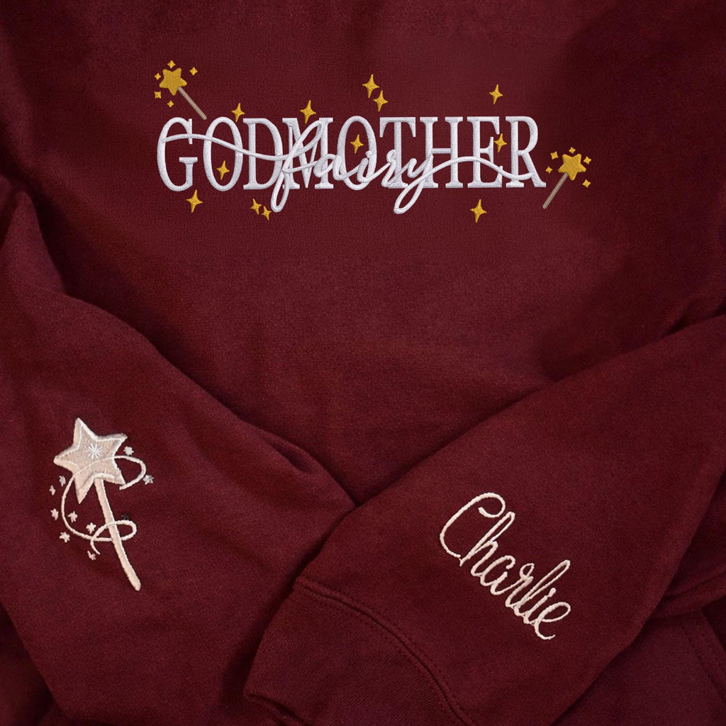 Personalized Godmother Sweatshirt: Embroidered Christening Gift