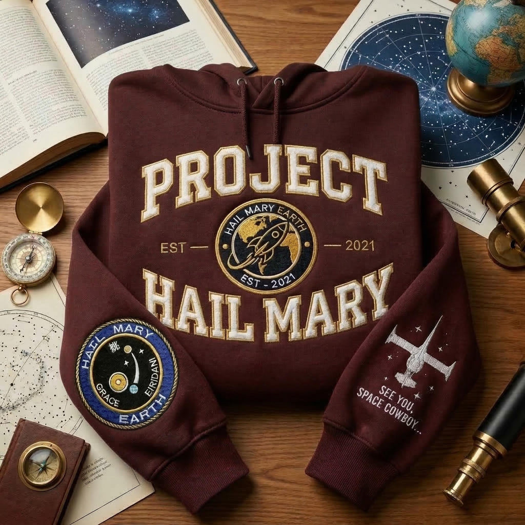Space Explorer Embroidered Shirt, Scifi Novel Fan Embroidery Sweatshirt, Project Hail Mary Hoodie, Astronomy Lover Gift, Science Nerd Hoodie