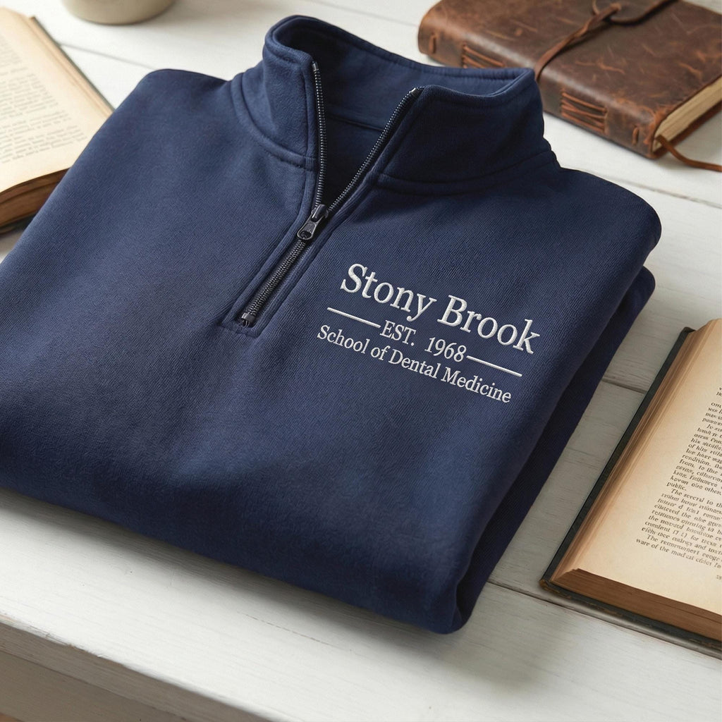 Custom College Embroidered Quarter Zip Sweatshirt - College Sweatshirt With Degree - School of Law - Graduation Gift, Alumni Gift
