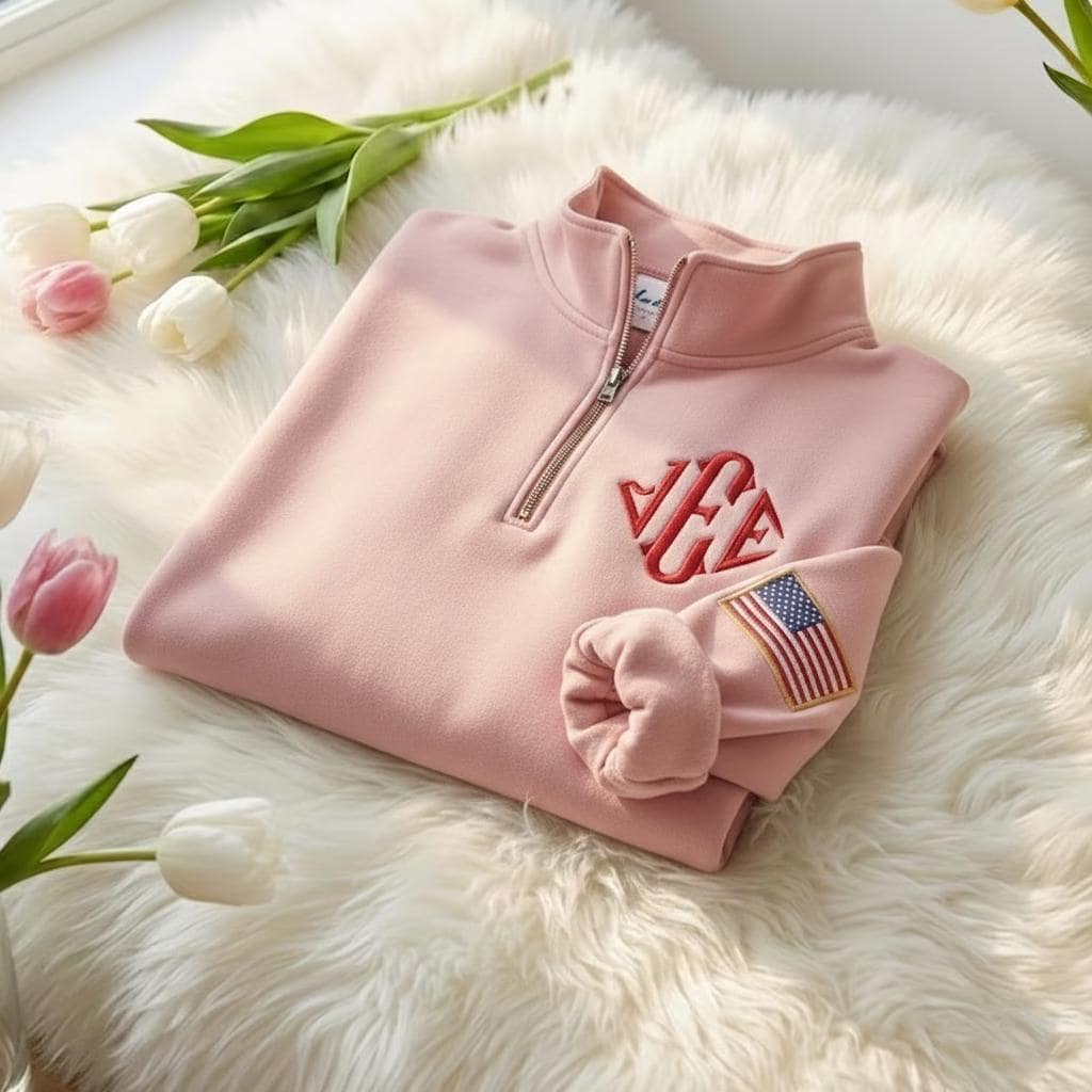EMBROIDERED Quater Zip J.E.E. Epstein Sweatshirt, Funny Meme Zip Sweater, Jeffrey JEE Monogram Sweater, USA Pride Embroidered Sleeve Shirt