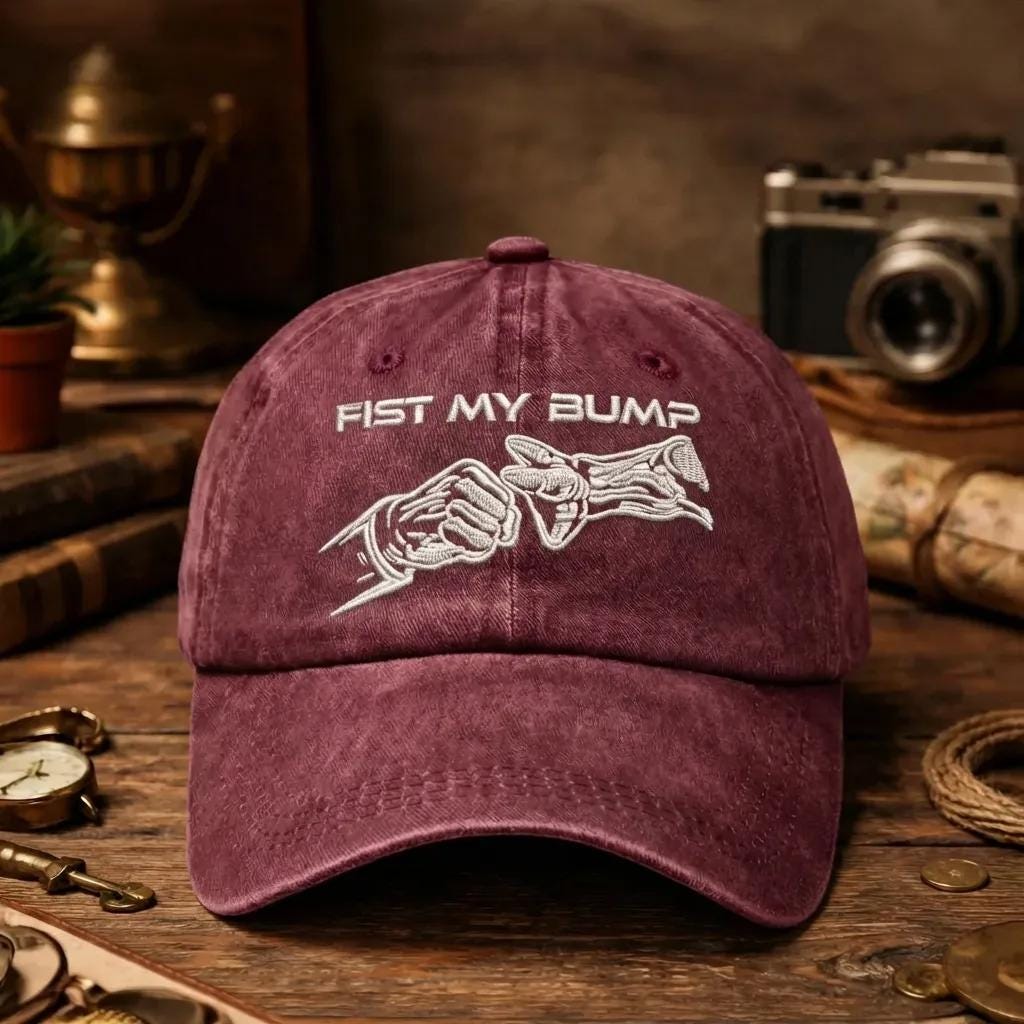 Embroidered Fist My Bump Hat, Project Hail Mary Vintage Washed Cap, Rocky Eridian & Grace, Sci-Fi Book Fan Gift, Andy Weir Space Outfit