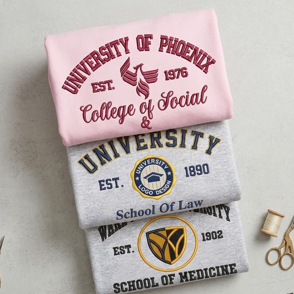 Custom University Embroidered Sweatshirt, Personalized Varsity College Crewneck, School of Law Shirt, Custom College Logo Apparel, Alumni Gift