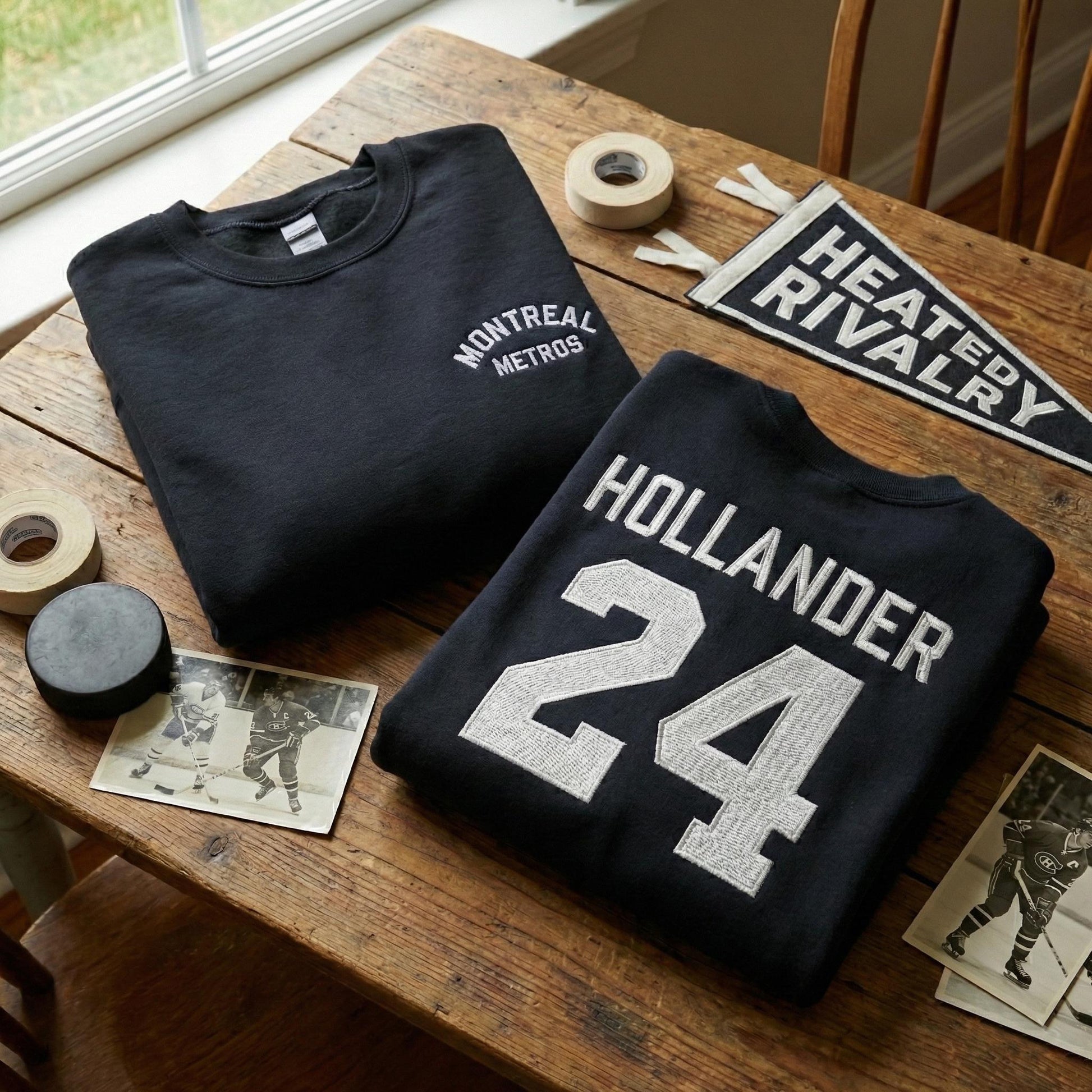 Embroidered Montreal Metros Sweatshirt – Hollander 24 Heated Rivalry Inspired Hockey Crewneck, LGBT Hockey Romance Fan Gift