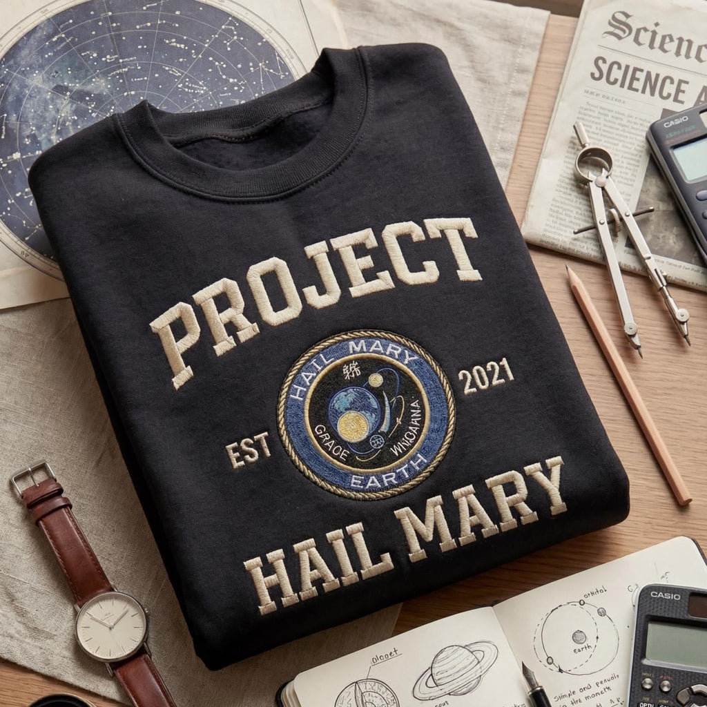 Embroidered Project Hail Mary Shirt, Amaze Rocky Inspired Crewneck, Sci-Fi Book Lover, Andy Weir, Nerdy Bookish Shirt, Gift For Book Lover