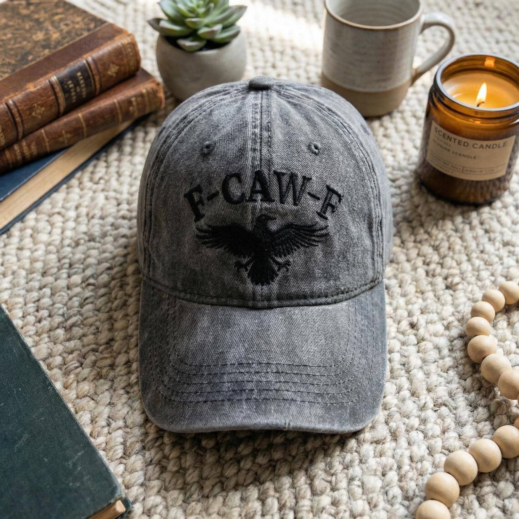 F-Caw-F Crow Embroidered Washed Hat Men Women Adjustable distressed Baseball Cap