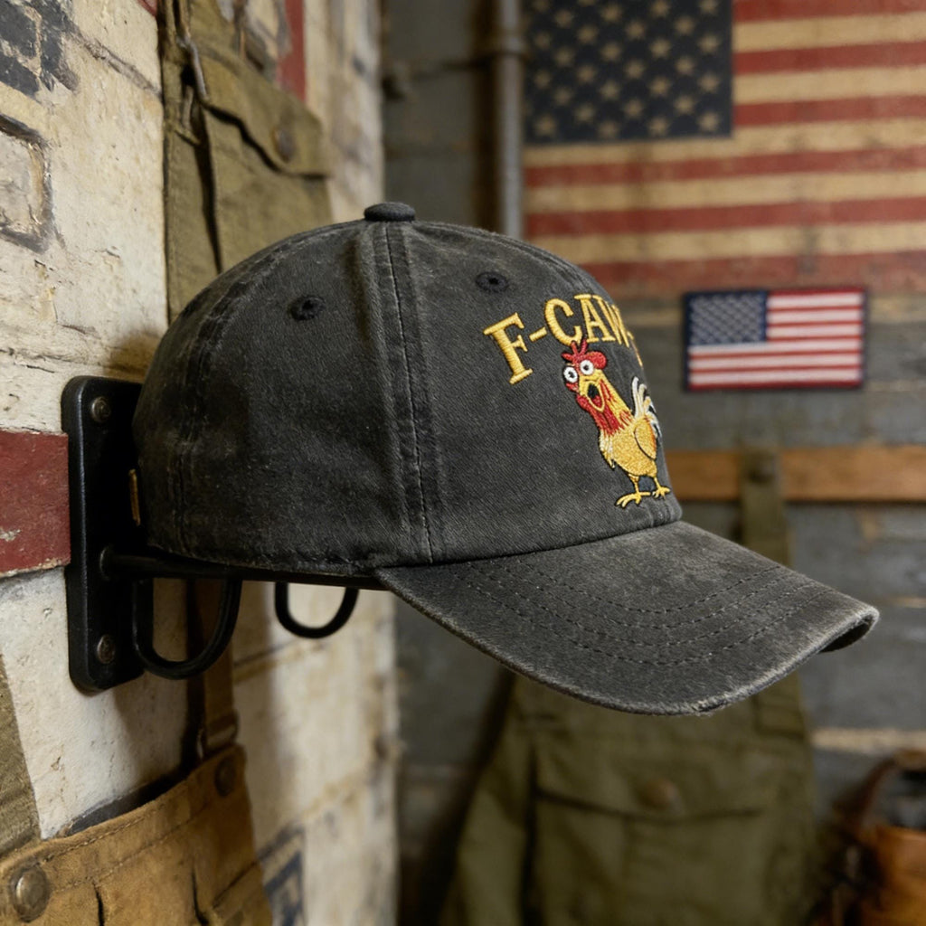 Vintage Rooster Embroidered Baseball Cap – F Caw F Style Adjustable Soft Washed Unisex Hat