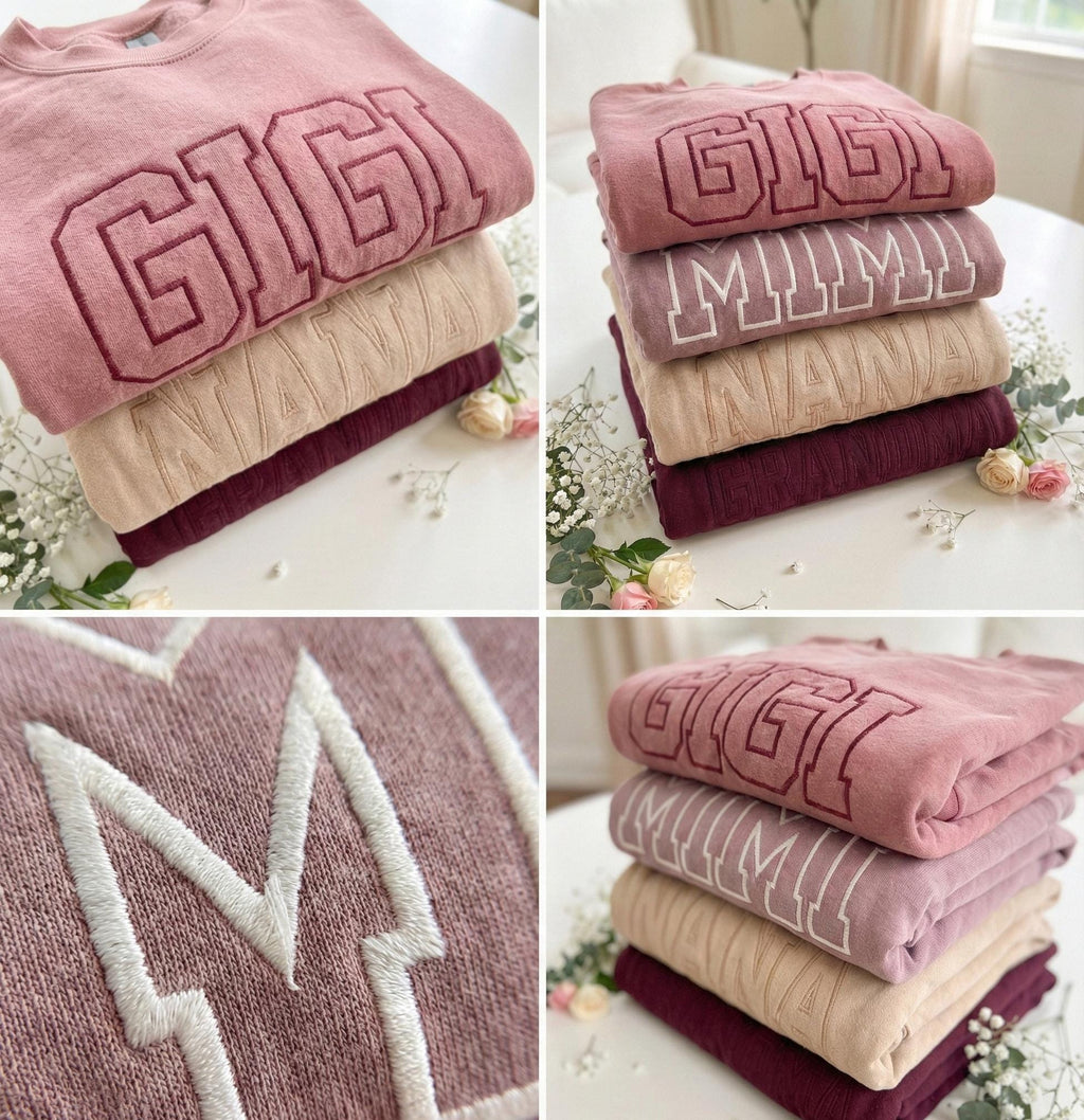 Custom Mama Embroidered Sweatshirt, Name On Sleeve With Heart, Mama Est Year Shirt, Grandma Shirt With Date, Gift For New Mom,Mothers Day Gift