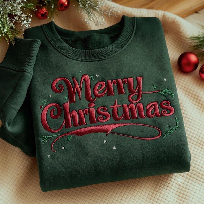 Merry Christmas Embroidered Shirt, Embroidered Christmas Sweatshirt, Xmas Shirt Gift XMASS03