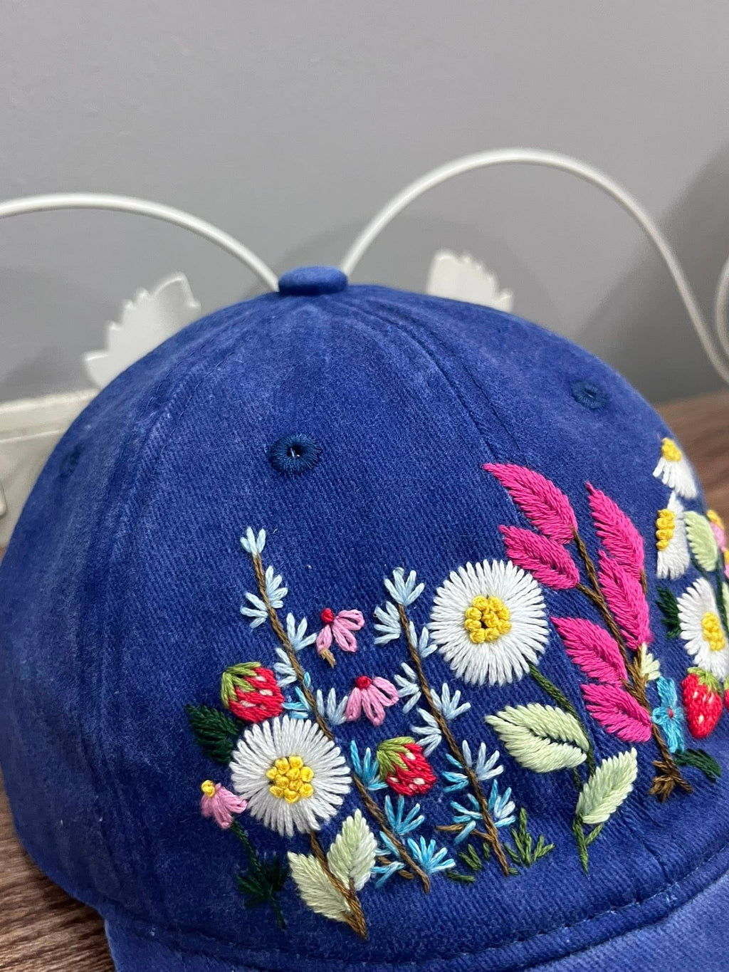 Floral Hand-Embroidered Baseball Cap, Custom Embroidered Cap, Flower Hand Embroidered Cap, Custom Hat Embroidery, Gift For Her EMH04