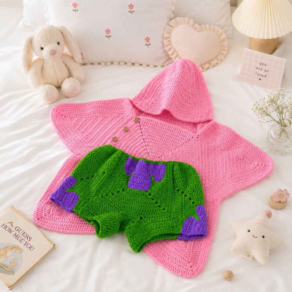 Personalized Star Baby Swaddle, Star Cocoon, Custom Baby Star Romper Sleep Sack, Hooded Newborn Wrap, Handmade Crochet Knit Outfit, Custom Name Baptism Baby Shower Gift BABYSR04