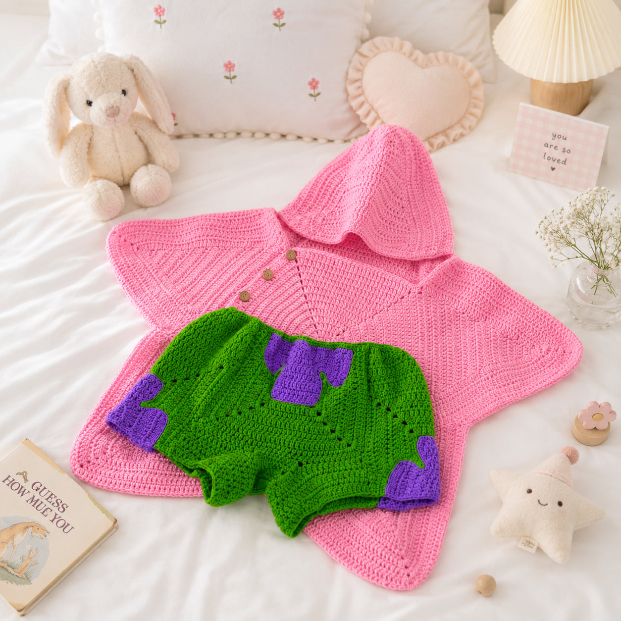 Personalized Star Baby Swaddle, Star Cocoon, Custom Baby Star Romper Sleep Sack, Hooded Newborn Wrap, Handmade Crochet Knit Outfit, Custom Name Baptism Baby Shower Gift BABYSR04