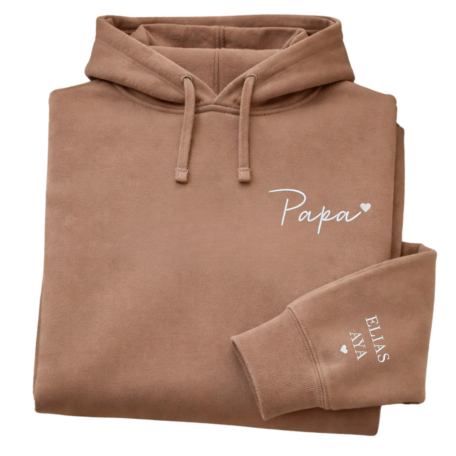 Personalized Papa Embroidered Hoodie With Kids Names on Sleeve, Father’s Day Gift