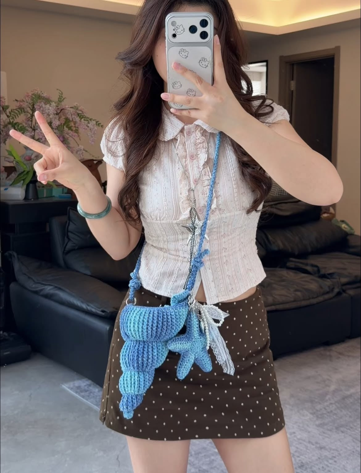Crochet Seashell Crossbody Bag, Handmade Ocean Bag, Blue Starfish Shoulder Bag, Beach Summer Bag, Cute Coastal Gift for Her Crochet01