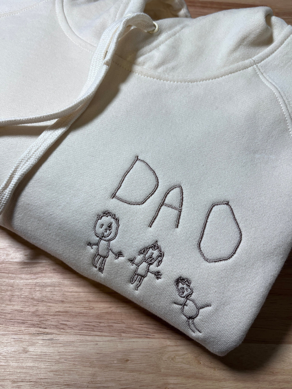Custom Kids Art Embroidered T-shirt or Personalized Hoodie, Sentimental Gift for Dad, Fathers Day Men Jumper, Christmas Present For Him