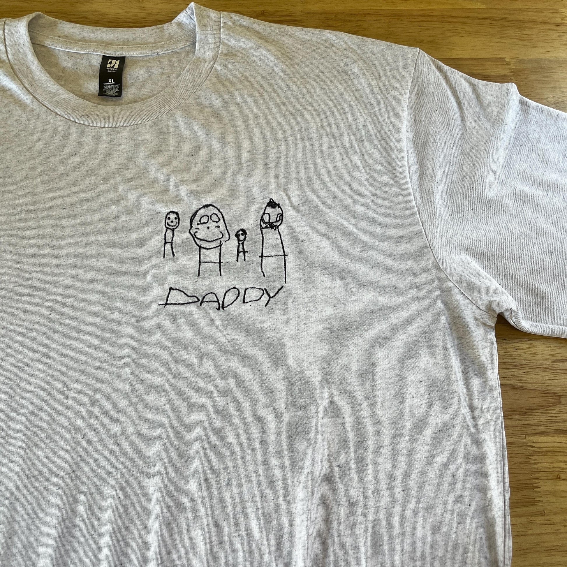 Custom Kids Art Embroidered T-shirt or Personalized Hoodie, Sentimental Gift for Dad, Fathers Day Men Jumper, Christmas Present For Him