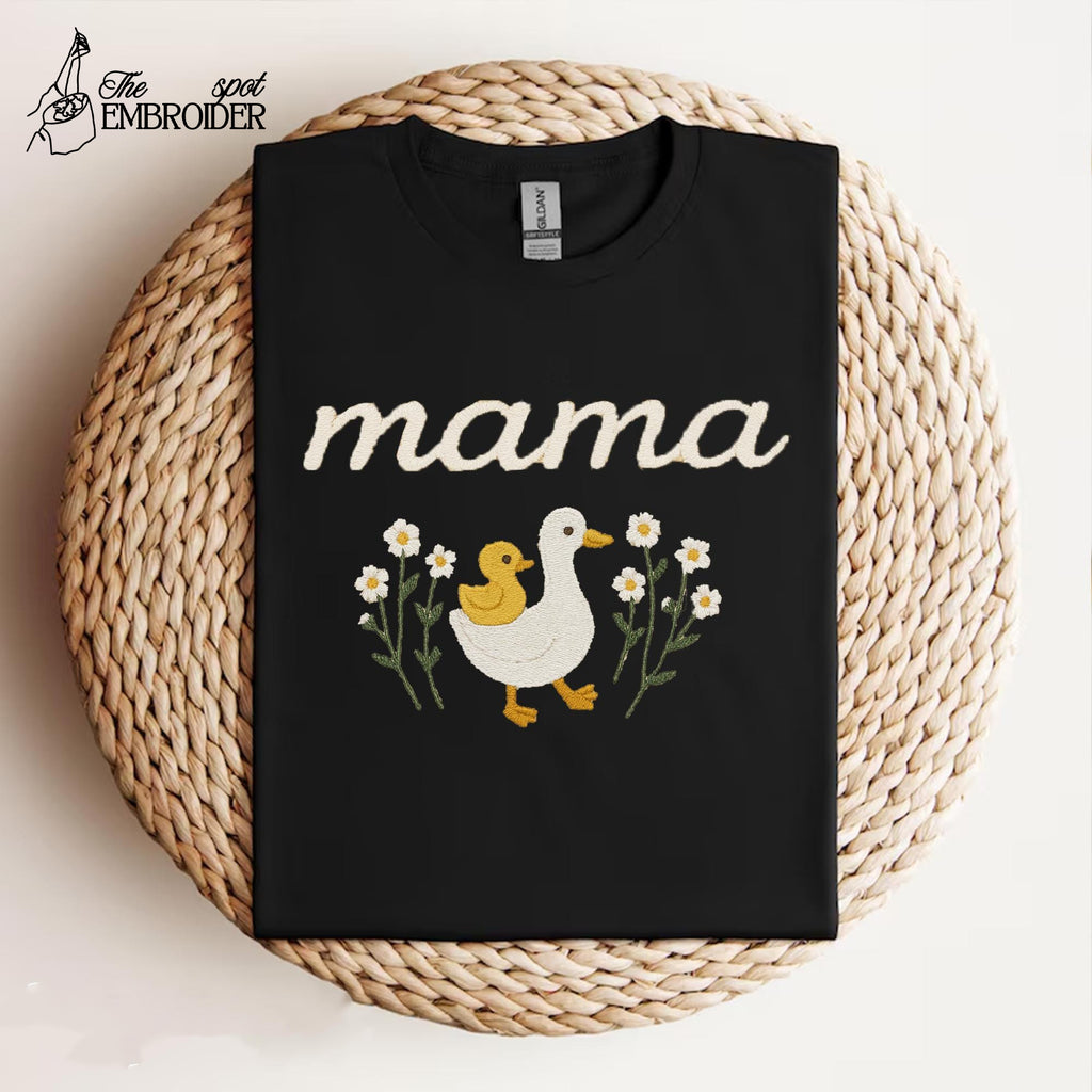 Mama Embroidered Sweatshirt, Cute Mama Goose Embroidery, Mothers Day Gift, Mom and Kids Shirt, Mama Duck and Ducklings, Mama and Chicks Crew
