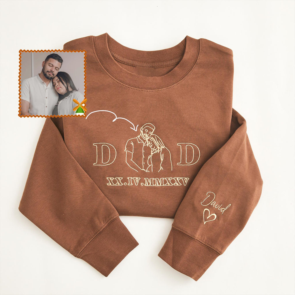 Custom Couple Portrait Sweatshirt, Personalized Embroidered Sweater from Photo, Matching Outfit, Wedding or Anniversary Gift